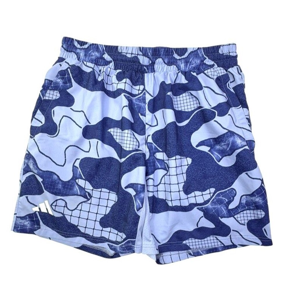 Adidas Club Stretch Woven Tennis Shorts Blue Camo AEROREADY 7" M